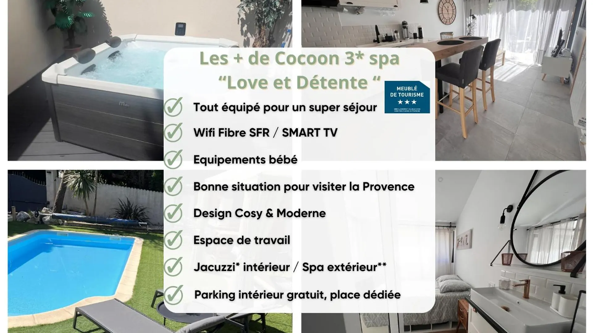 Villa Cocon Classe 3 Etoiles - Love Et Detente - Spa Carpentras